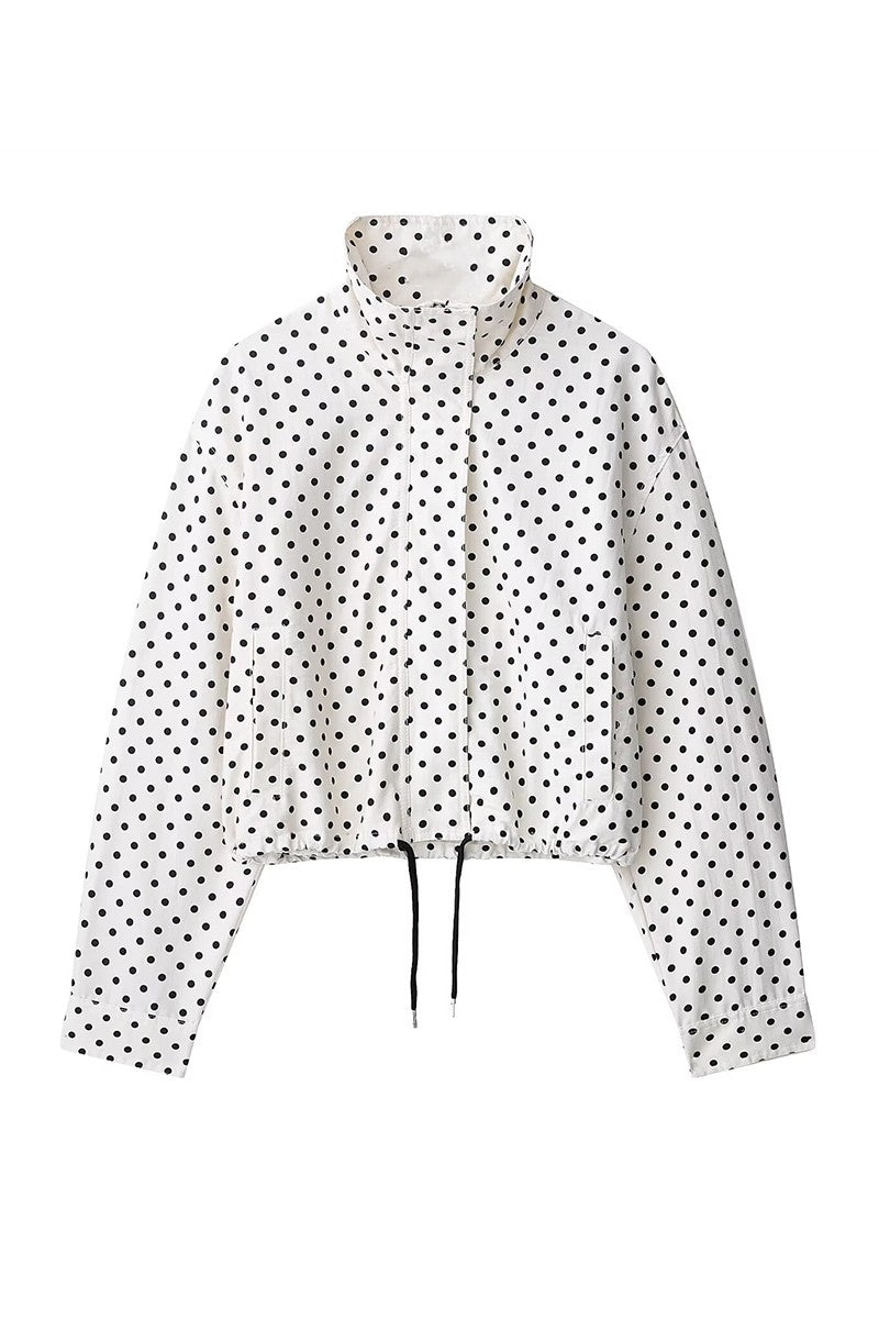 Polka Dot Stand Collar Jacket