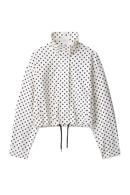 Polka Dot Stand Collar Jacket