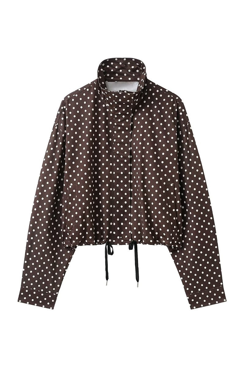 Polka Dot Stand Collar Jacket