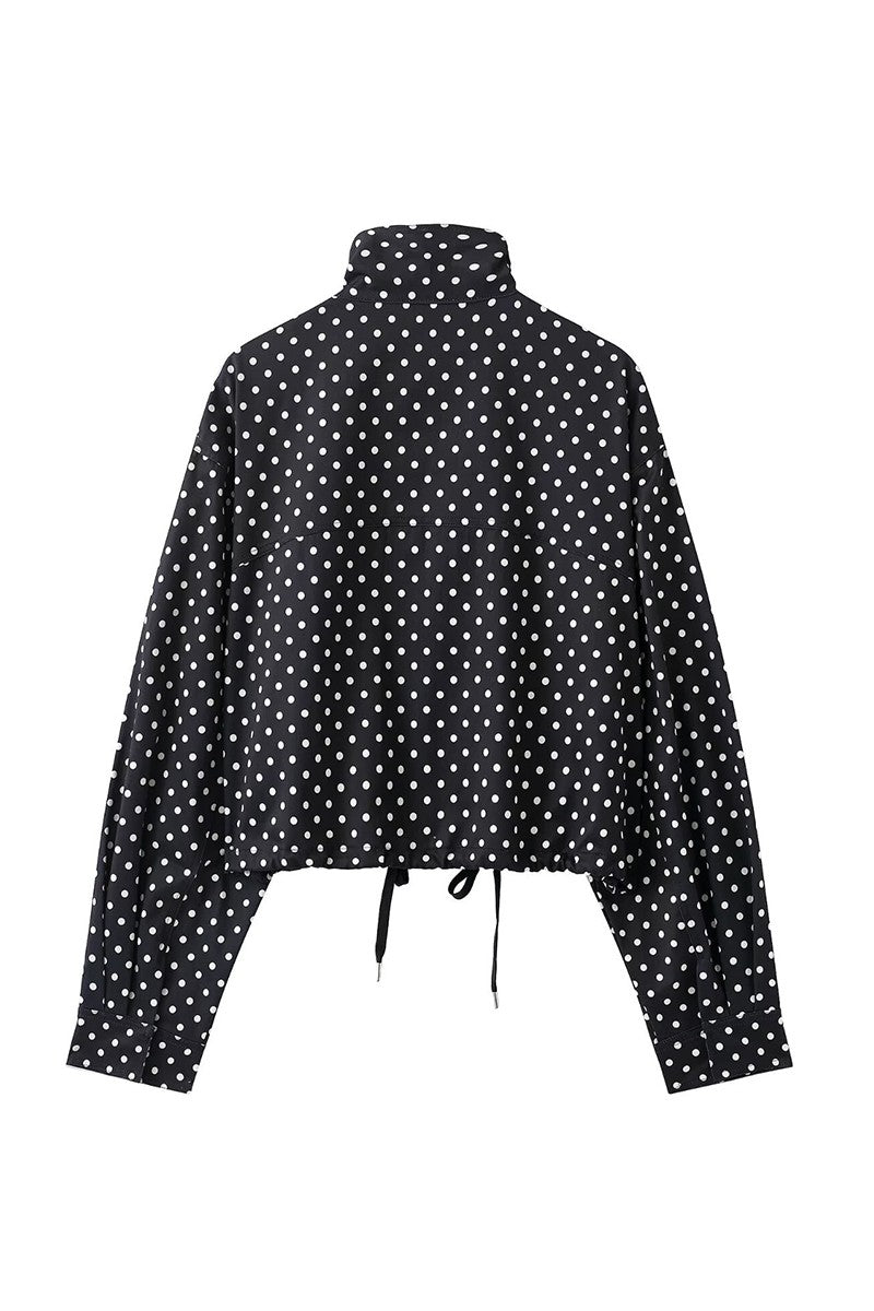 Polka Dot Stand Collar Jacket