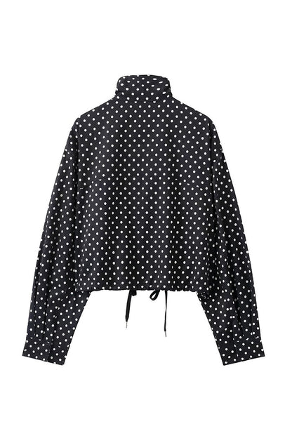 Polka Dot Stand Collar Jacket