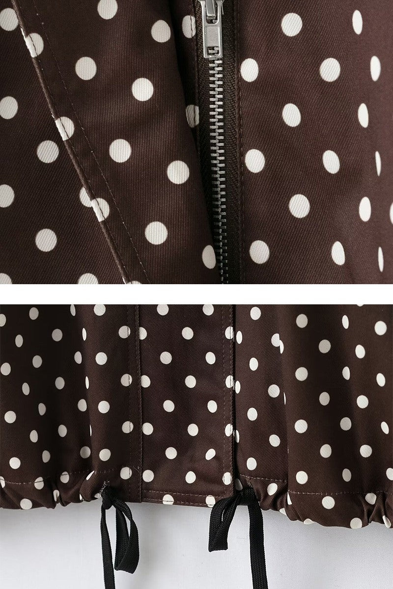 Polka Dot Stand Collar Jacket