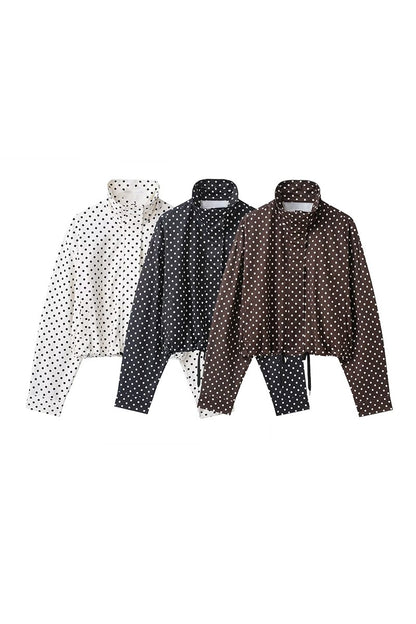 Polka Dot Stand Collar Jacket