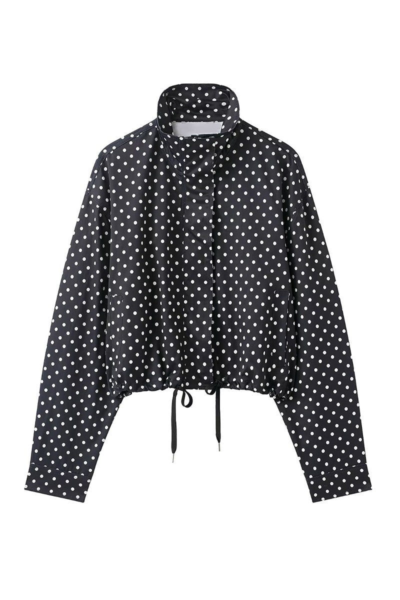 Polka Dot Stand Collar Jacket