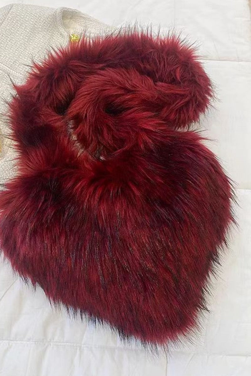 Heart Faux Fur Plush Fluffy Shoulder Bag