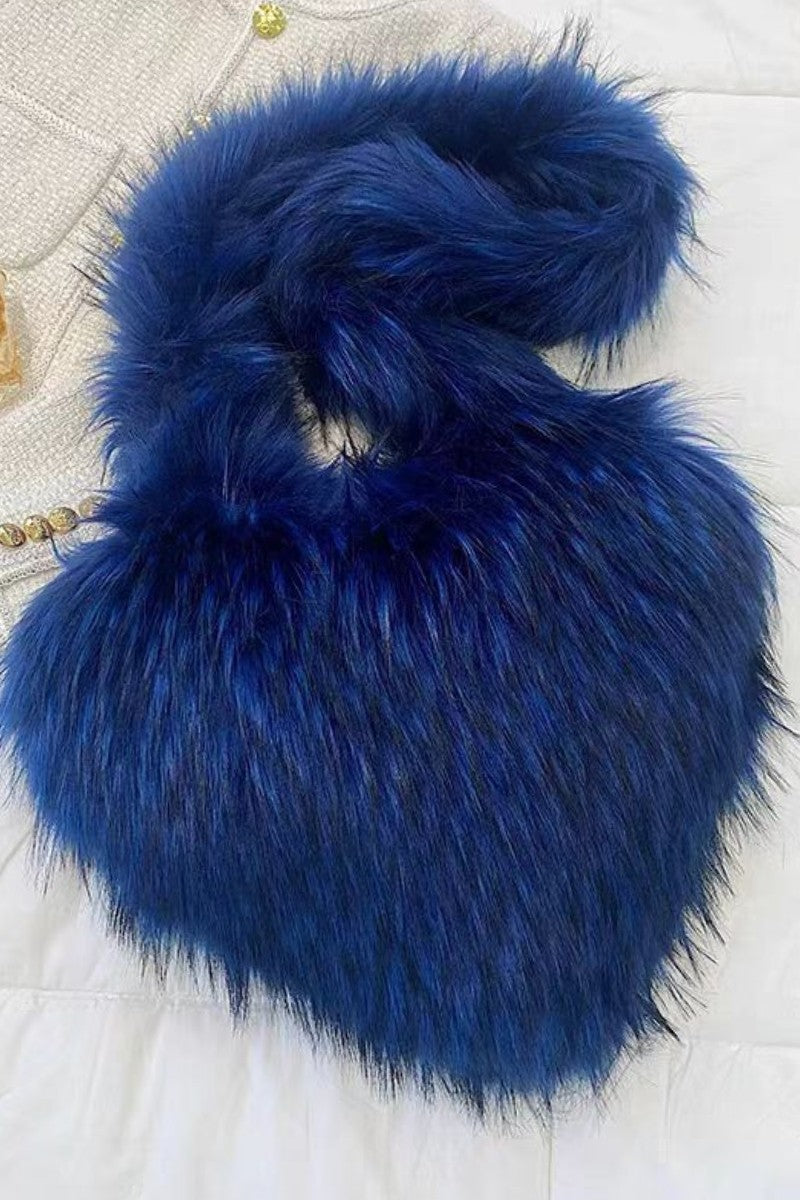 Heart Faux Fur Plush Fluffy Shoulder Bag