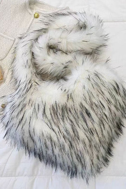 Heart Faux Fur Plush Fluffy Shoulder Bag