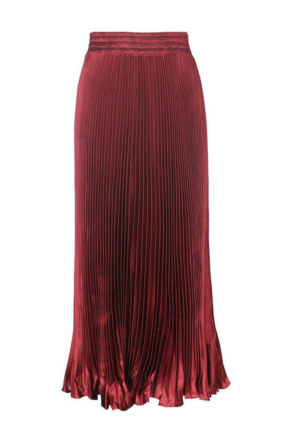 Pleated Elastic Waist Midi Skirt