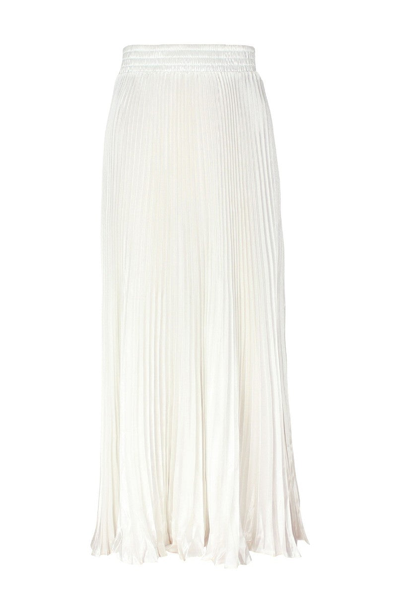 Pleated Elastic Waist Midi Skirt