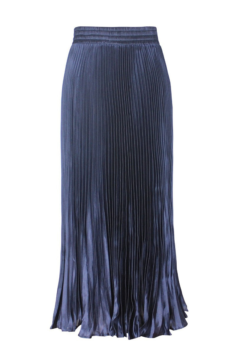 Pleated Elastic Waist Midi Skirt