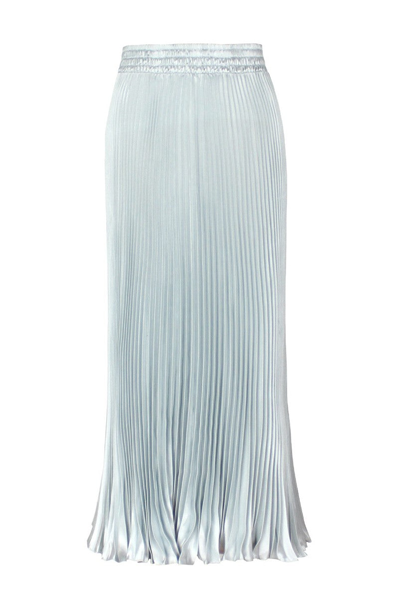 Pleated Elastic Waist Midi Skirt