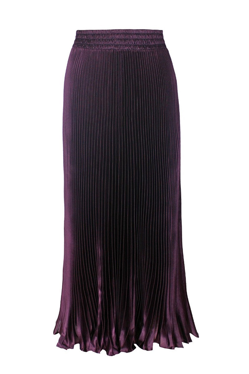 Pleated Elastic Waist Midi Skirt