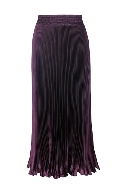 Pleated Elastic Waist Midi Skirt