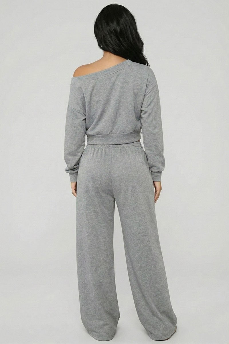 Effortless French Terry Off-shoulder Lounge Set