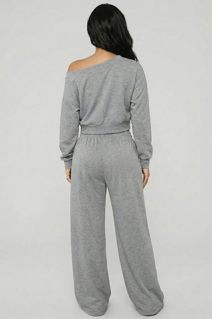 Effortless French Terry Off-shoulder Lounge Set