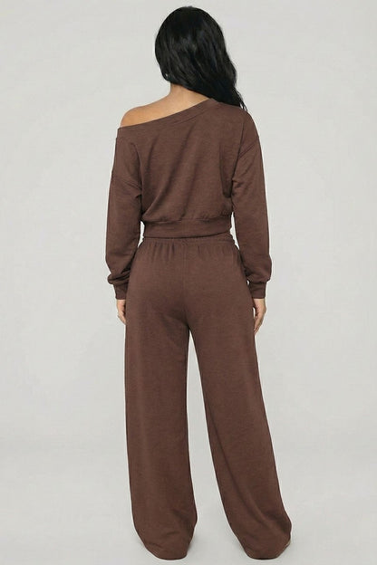 Effortless French Terry Off-shoulder Lounge Set