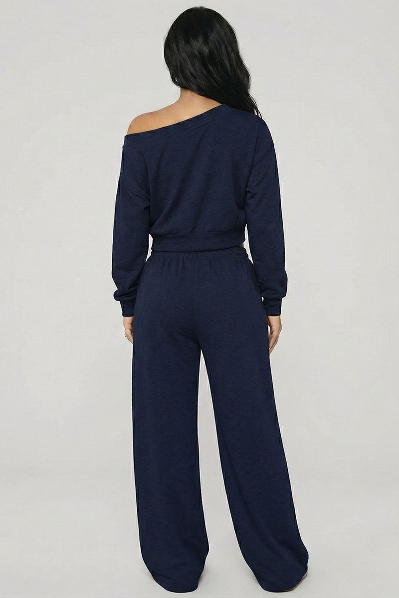 Effortless French Terry Off-shoulder Lounge Set