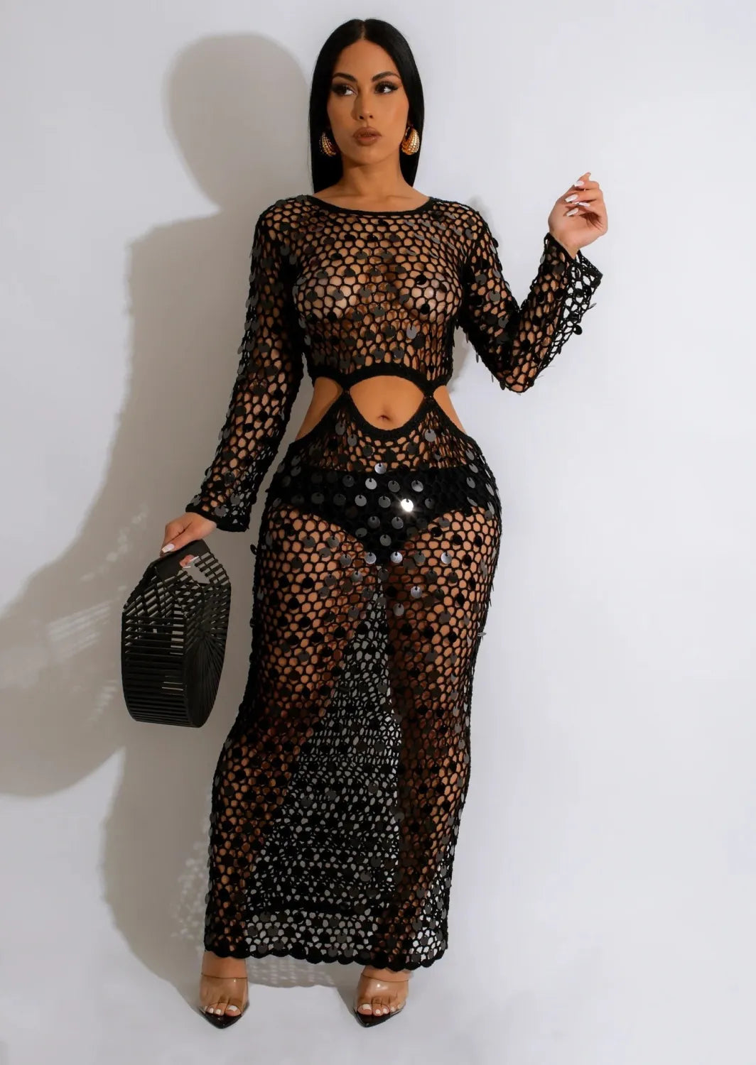 Cut-Out Sequin Beach Dress