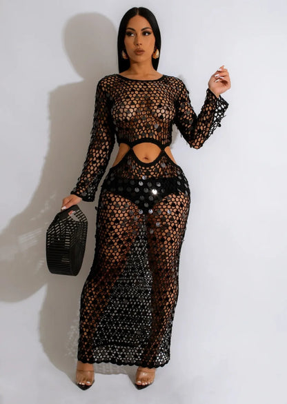 Cut-Out Sequin Beach Dress