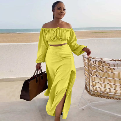 Sexy Off Shoulder Tops Long Skirts Set
