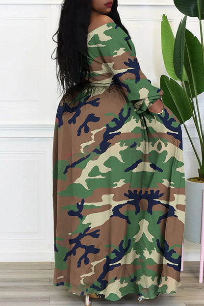 Off the Shoulder Long Sleeve Plus Size Dresses