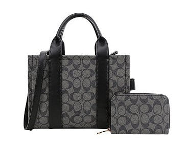 2-IN-1 Oval Print Quality Satchel Wallet Set