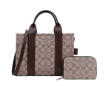 2-IN-1 Oval Print Quality Satchel Wallet Set