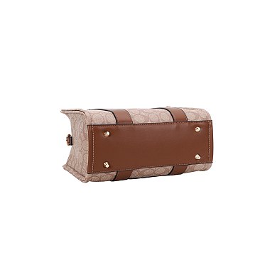 2-IN-1 Oval Print Quality Satchel Wallet Set