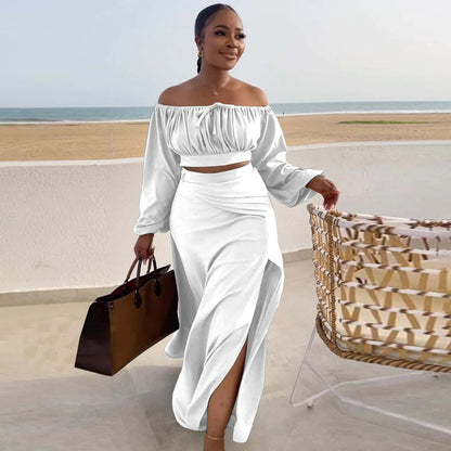 Sexy Off Shoulder Tops Long Skirts Set
