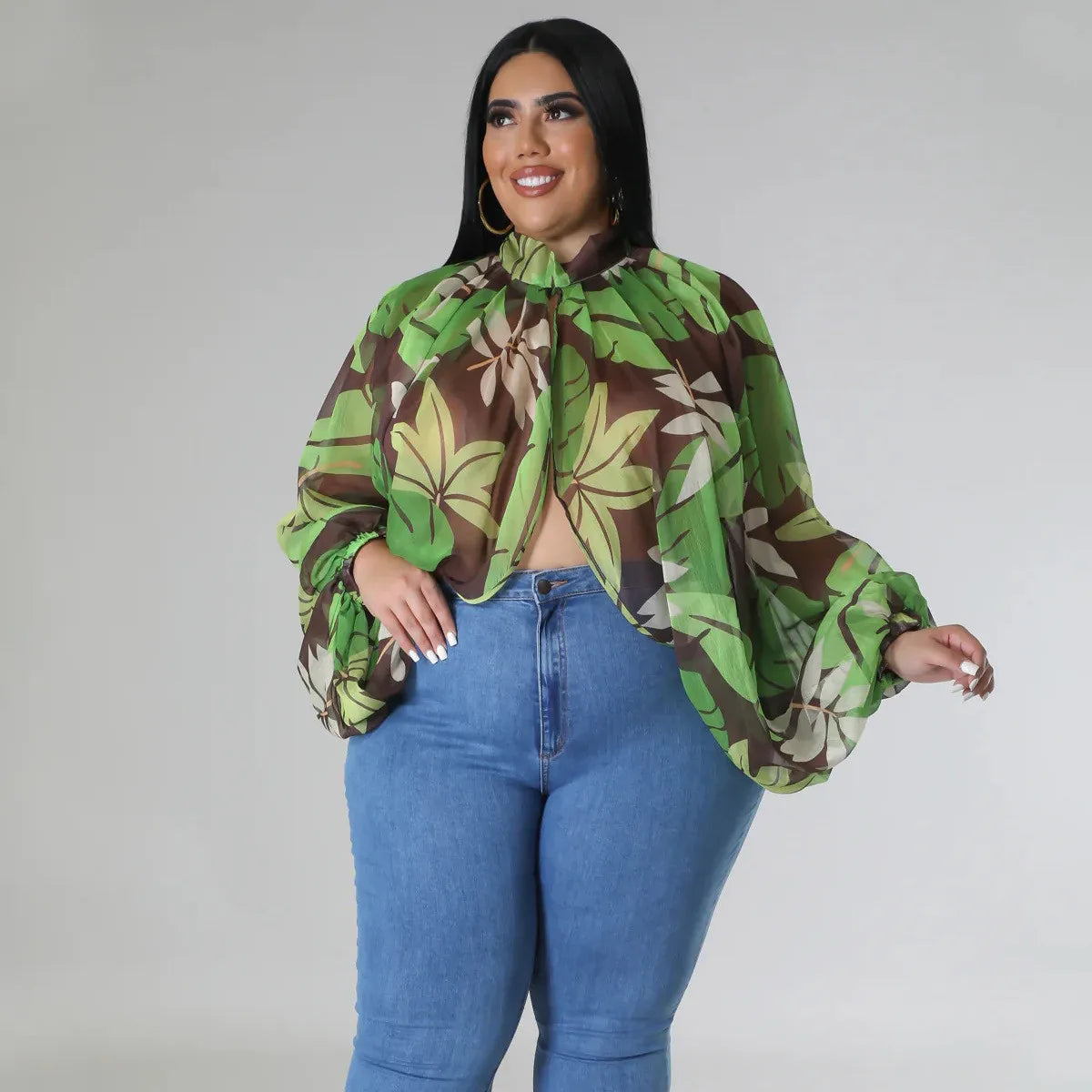Print Tie Up Chiffon Tops