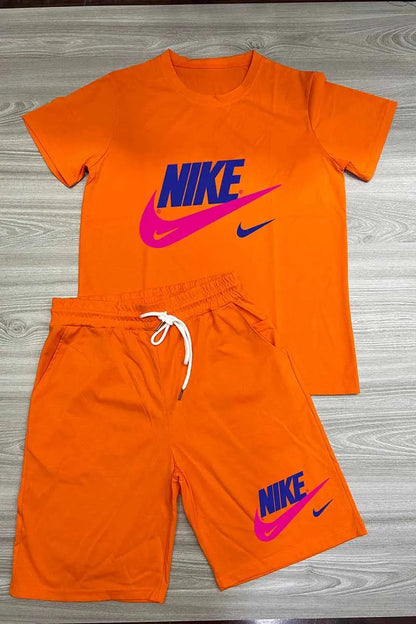 Women Orange Casual Short Sleeve 2PC