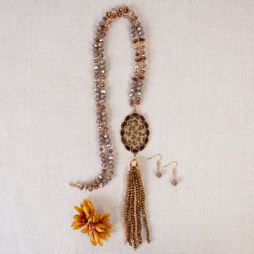 Beaded Tassel Necklace Set