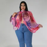 Print Tie Up Chiffon Tops