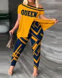 Slit Tops and Pants Two Piece Set