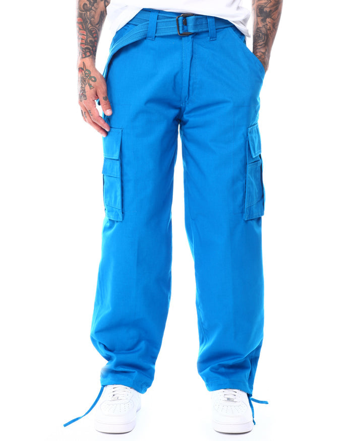 CARGO TWILL PANTS WITH BELT