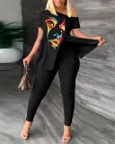 Slit Tops and Pants Two Piece Set