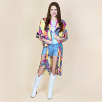 Turquoise Geometric Print Duster