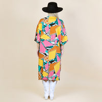 Turquoise Geometric Print Duster