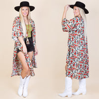 Turquoise Geometric Print Duster
