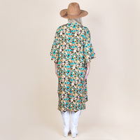 Turquoise Geometric Print Duster