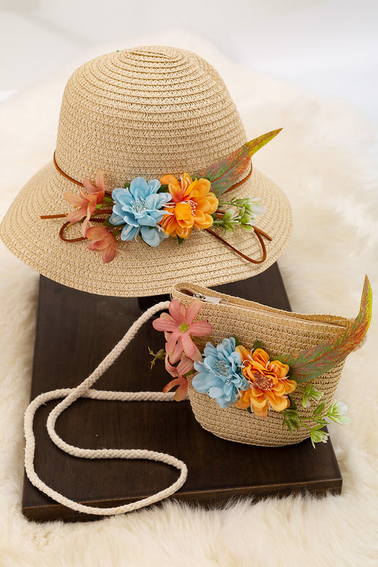 IVORY STRAW HAT & BAG SET