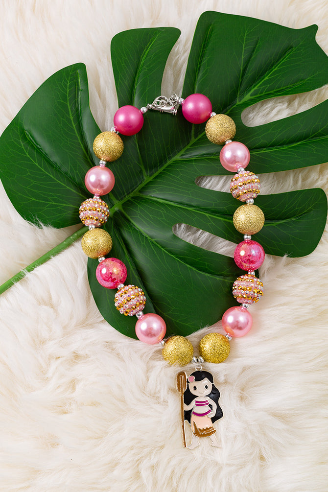 MULTI-COLOR BUBBLE NECKLACE W/ PENDANT. 3PCS