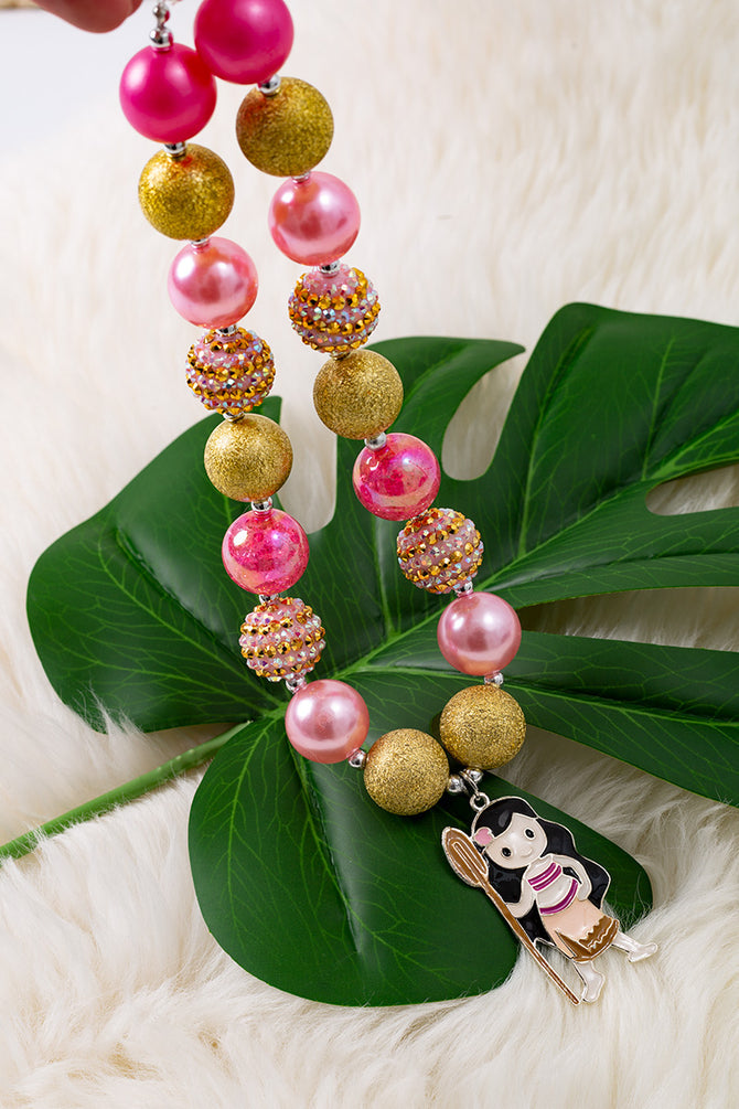 MULTI-COLOR BUBBLE NECKLACE W/ PENDANT. 3PCS