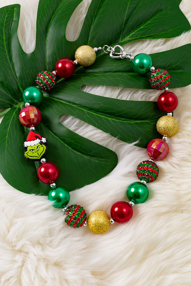 MULTI-COLOR BUBBLE NECKLACE WITH RHINESTONE PENDANT. 3PCS