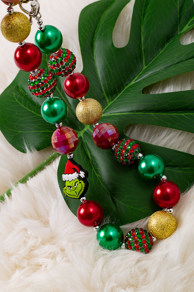 MULTI-COLOR BUBBLE NECKLACE WITH RHINESTONE PENDANT. 3PCS