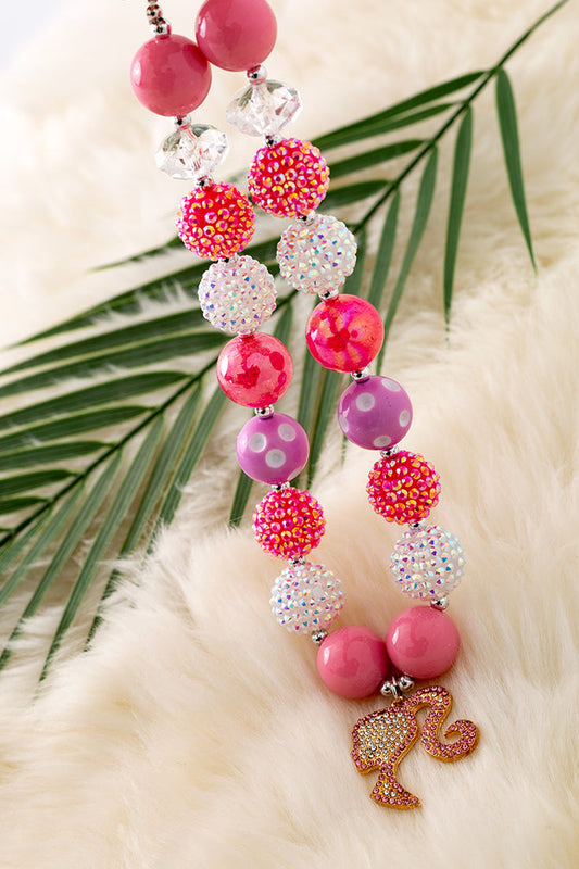 SHIMMER BUBBLE NECKLACE WITH RHINESTONE PENDANT. 3PCS