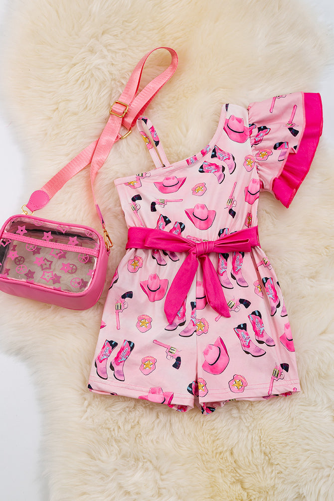 SHOULDER COWGIRL PRINTED JUMPSUIT
