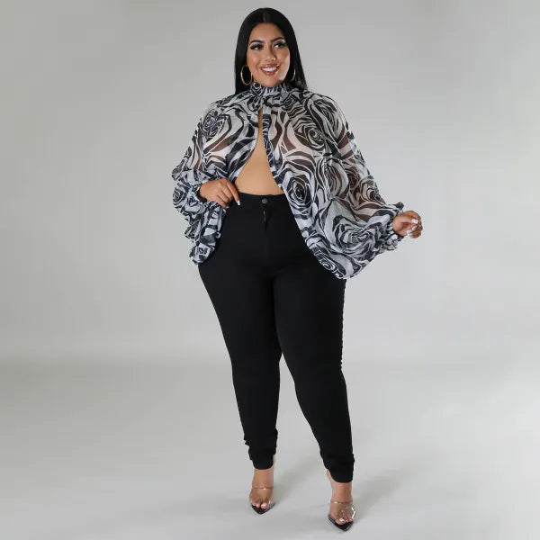 Print Tie Up Chiffon Tops