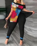 Slit Tops and Pants Two Piece Set