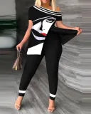 Slit Tops and Pants Two Piece Set